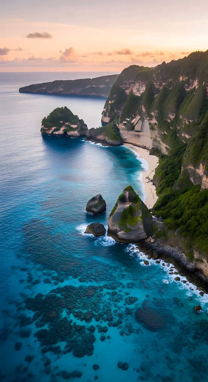Dramatic Tropical Cliffs Turquoise Ocean Aerial View - Free Mobile AMOLED Wallpaper Background