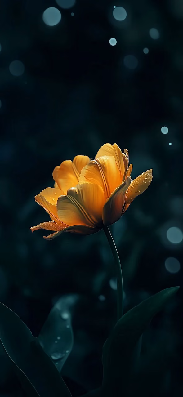 Download Dramatic Yellow Tulip Bokeh, Dark Floral Close Up Wallpaper in Mobile HD Dramatic Yellow Tulip Bokeh, Dark Floral Close Up - Free Mobile AMOLED Wallpaper Background