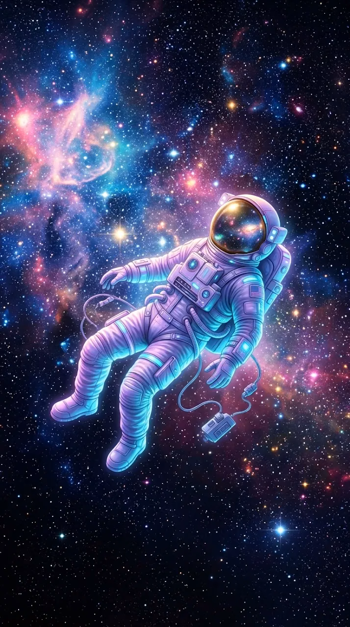 Download Dreamlike Astronaut Floating in Cosmic Void Illustration Wallpaper in Mobile HD Dreamlike Astronaut Floating in Cosmic Void Illustration - Free Mobile AMOLED Wallpaper Background
