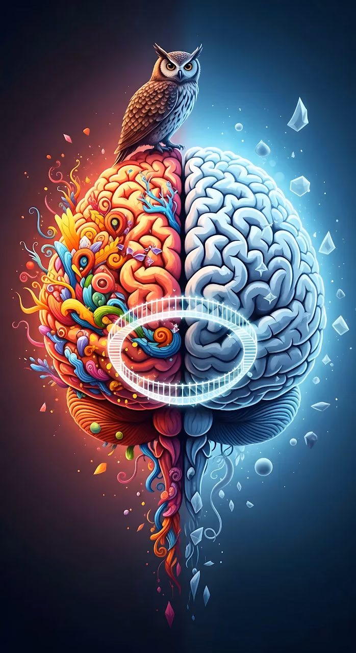 Dual Brain Hemisphere Owl Concept Art - Free Mobile AMOLED Wallpaper Background