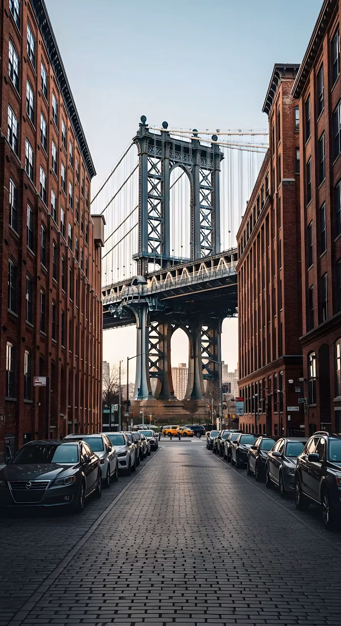 DUMBO Brooklyn Street View Manhattan Bridge Archway - Free Mobile AMOLED Wallpaper Background