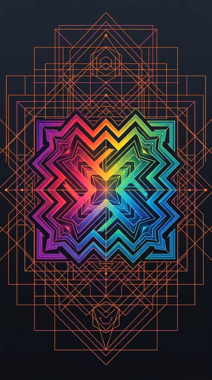 Download Dynamic Abstract Design with Overlapping Colorful Grid and Zigzag Squares Wallpaper in Mobile HD Dynamic Abstract Design with Overlapping Colorful Grid and Zigzag Squares - Free Mobile AMOLED Wallpaper Background