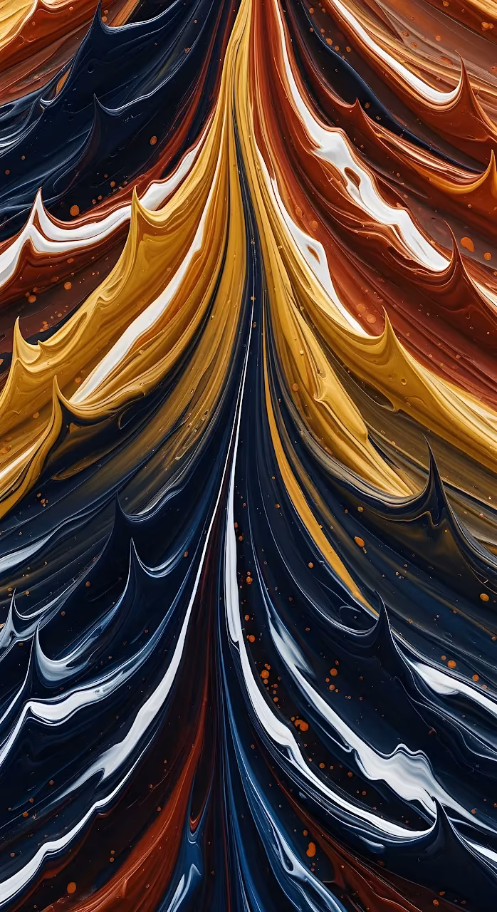 Dynamic Abstract Paint Swirls in Gold and Navy - Free Mobile AMOLED Wallpaper Background