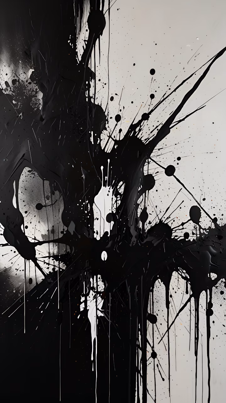 Dynamic Black Ink Splatter on Light Background - Free Mobile AMOLED Wallpaper Background