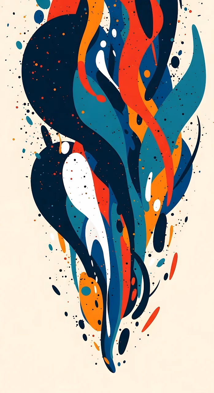 Dynamic Flowing Abstract Art with Vibrant Color Splatters - Free Mobile AMOLED Wallpaper Background