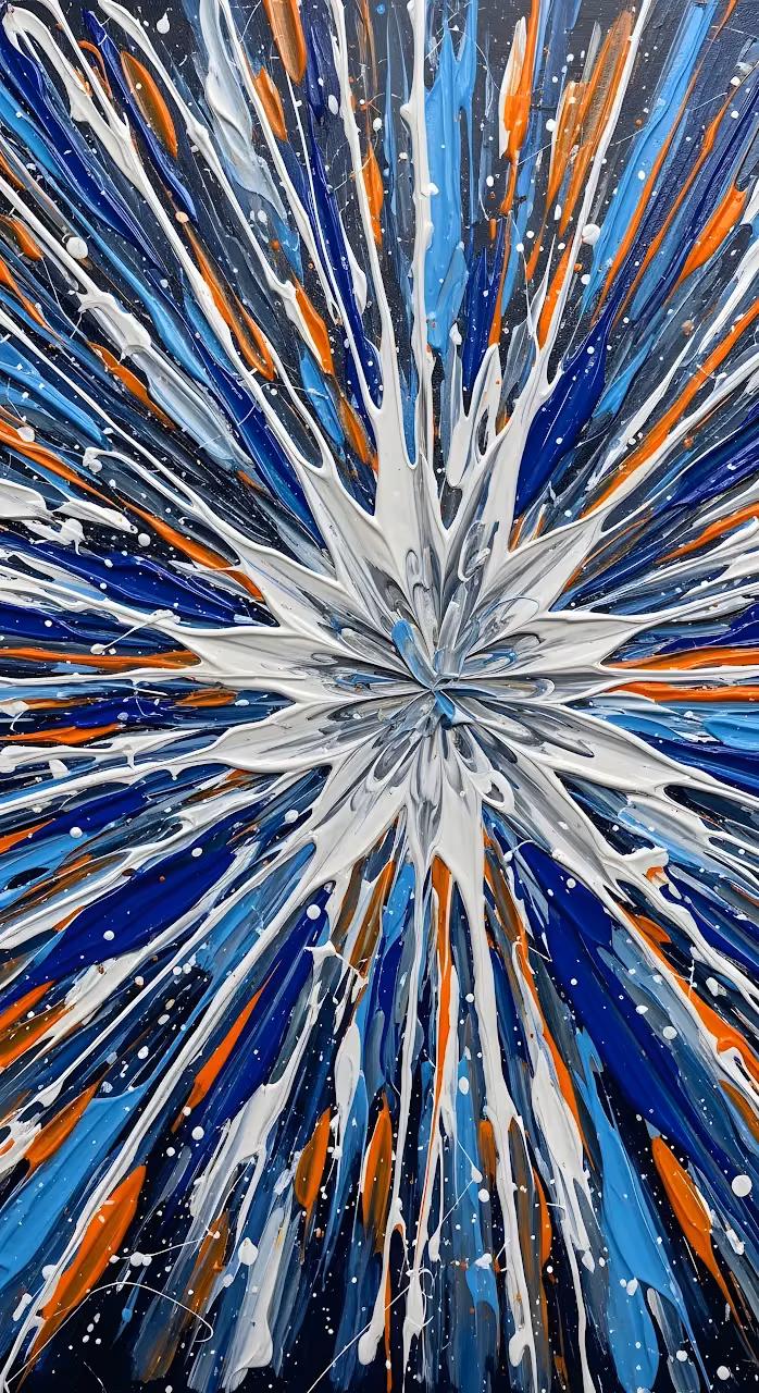 Dynamic Radial Abstract Painting Blue Orange White Texture - Free Mobile AMOLED Wallpaper Background