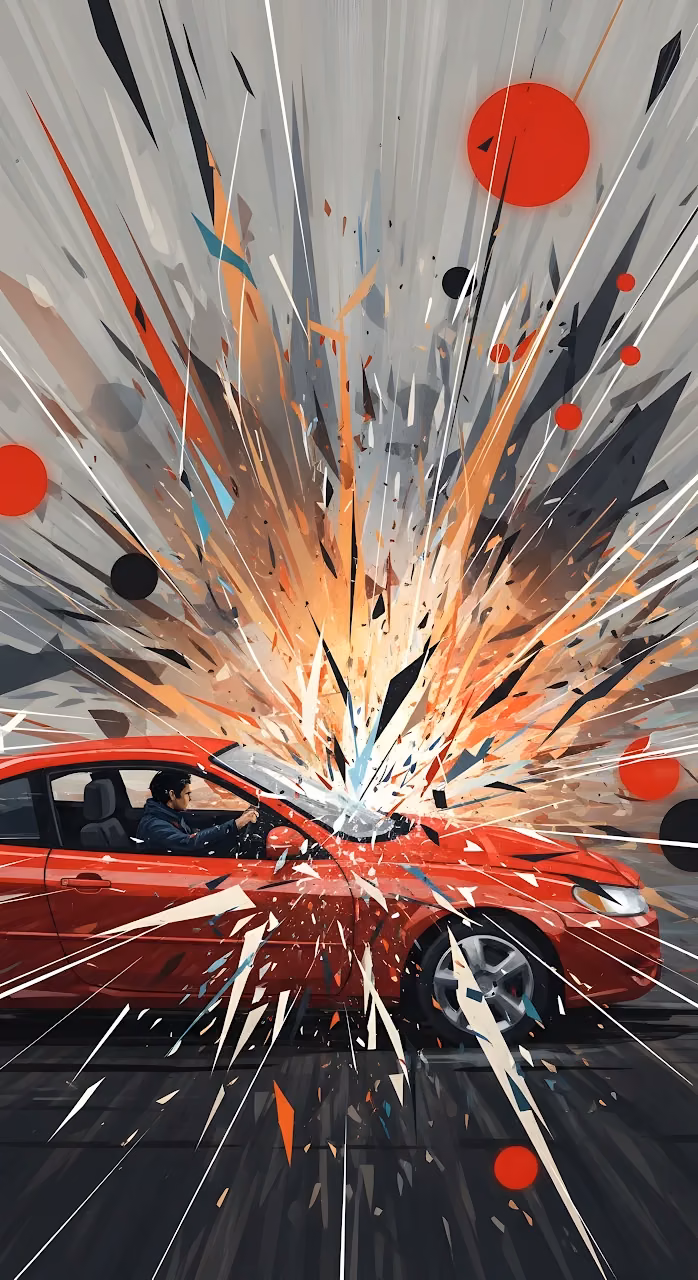 Dynamic Red Car Collision Abstract Vector Graphic - Free Mobile AMOLED Wallpaper Background
