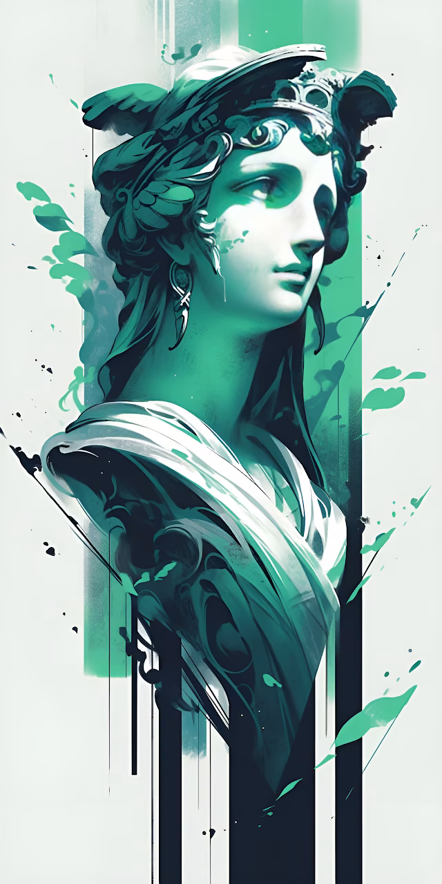 Emerald Goddess Bust Abstract Graphic Art - Free Mobile AMOLED Wallpaper Background