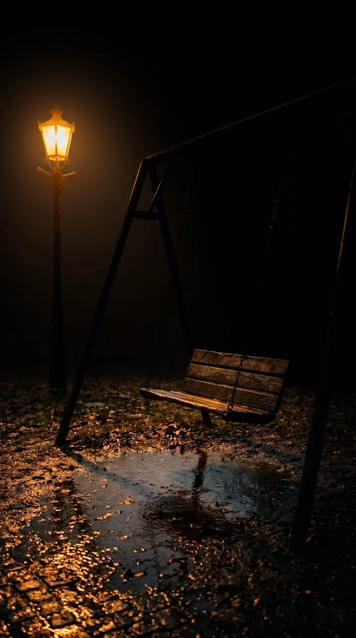 Download Empty Swing in Foggy Midnight Rain under Streetlight Wallpaper in Mobile HD Empty Swing in Foggy Midnight Rain under Streetlight - Free Mobile AMOLED Wallpaper Background