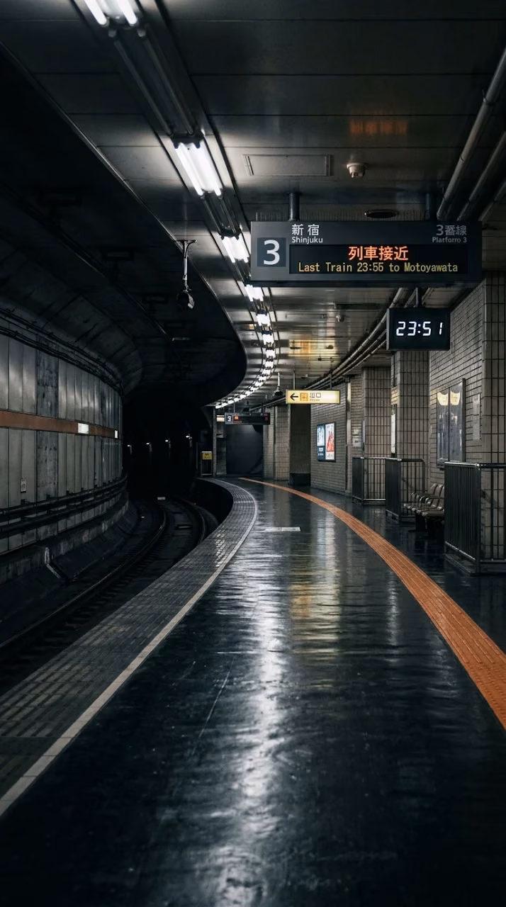 Empty Tokyo Subway Platform Last Train Hour Wallpaper - Free Mobile AMOLED Wallpaper Background