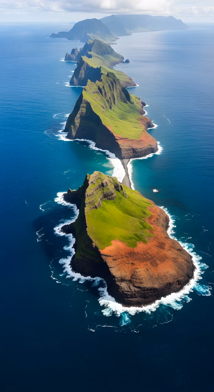 Epic Volcanic Island Chain Aerial Ocean View - Free Mobile AMOLED Wallpaper Background