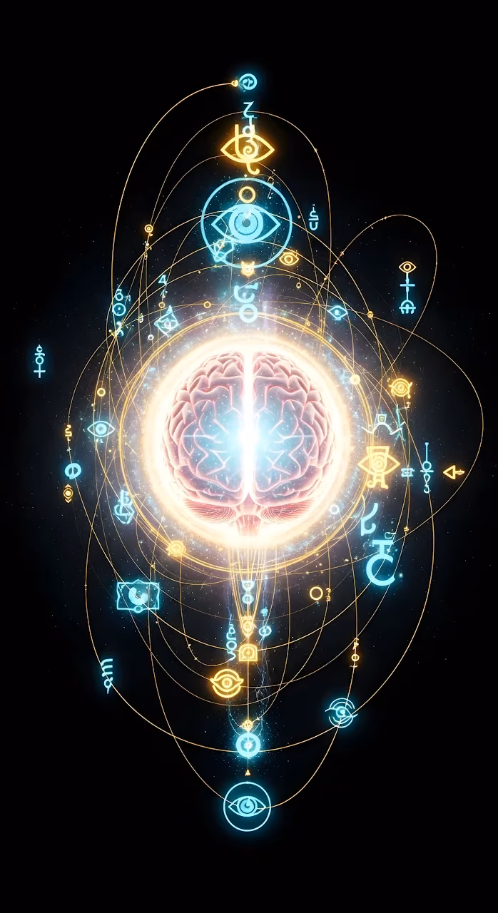 Esoteric Brain Consciousness Diagram Mystical Symbols - Free Mobile AMOLED Wallpaper Background