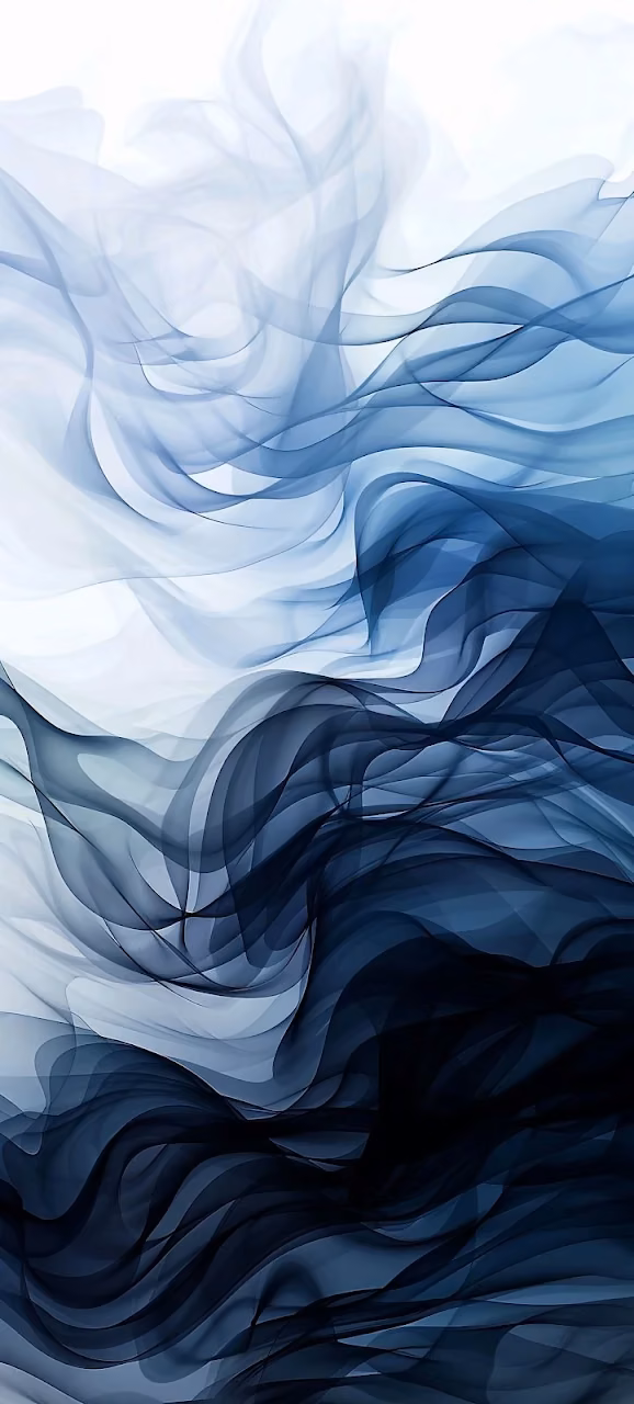 Ethereal blue smoke swirls in graceful waves against white - Free Mobile AMOLED Wallpaper Background