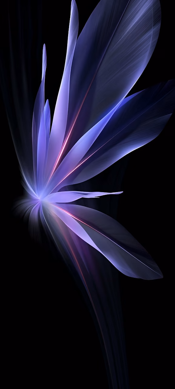 Ethereal Purple Fractal Bloom on Dark Background Art - Free Mobile AMOLED Wallpaper Background