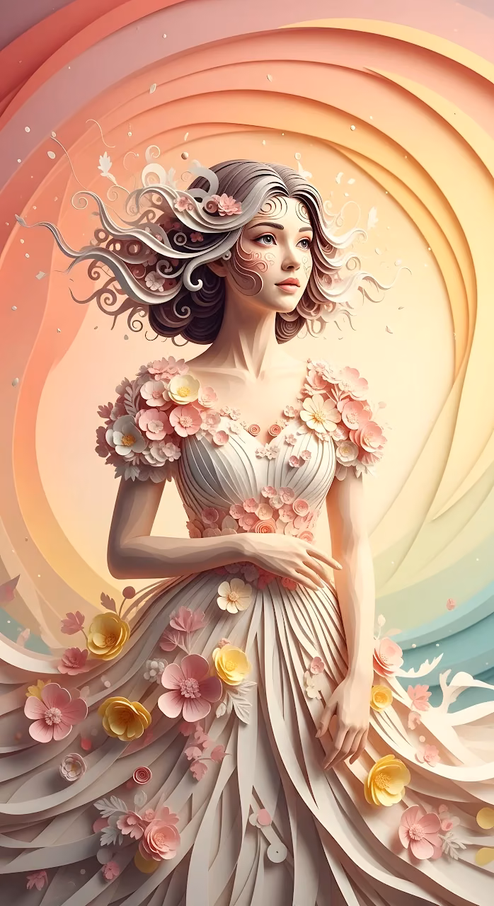 Ethereal Spring Maiden Pastel Rainbow Fantasy Art - Free Mobile AMOLED Wallpaper Background