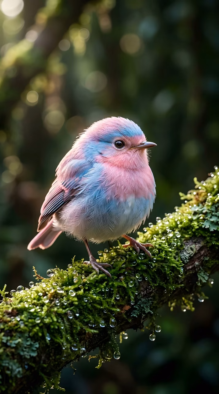 Download Exotic Pink and Blue Songbird on Branch Wallpaper in Mobile HD Exotic Pink and Blue Songbird on Branch - Free Mobile AMOLED Wallpaper Background