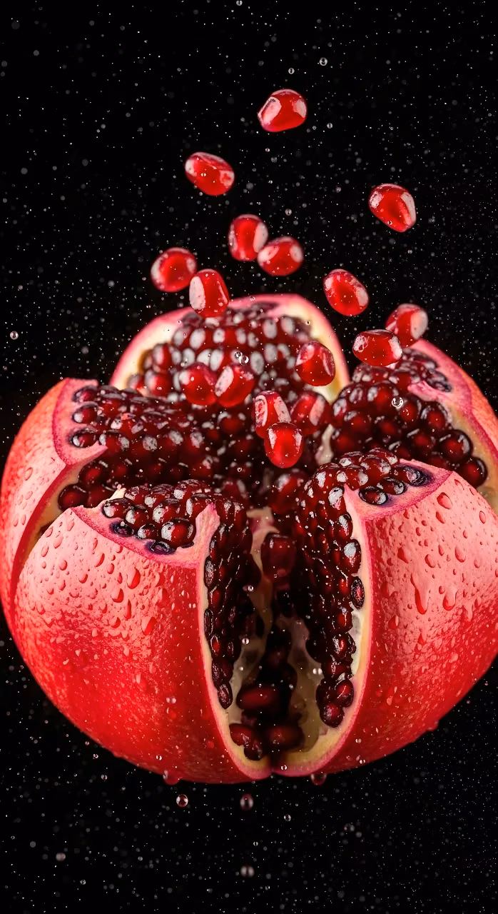Exploding Pomegranate Seeds Against Dark Background - Free Mobile AMOLED Wallpaper Background
