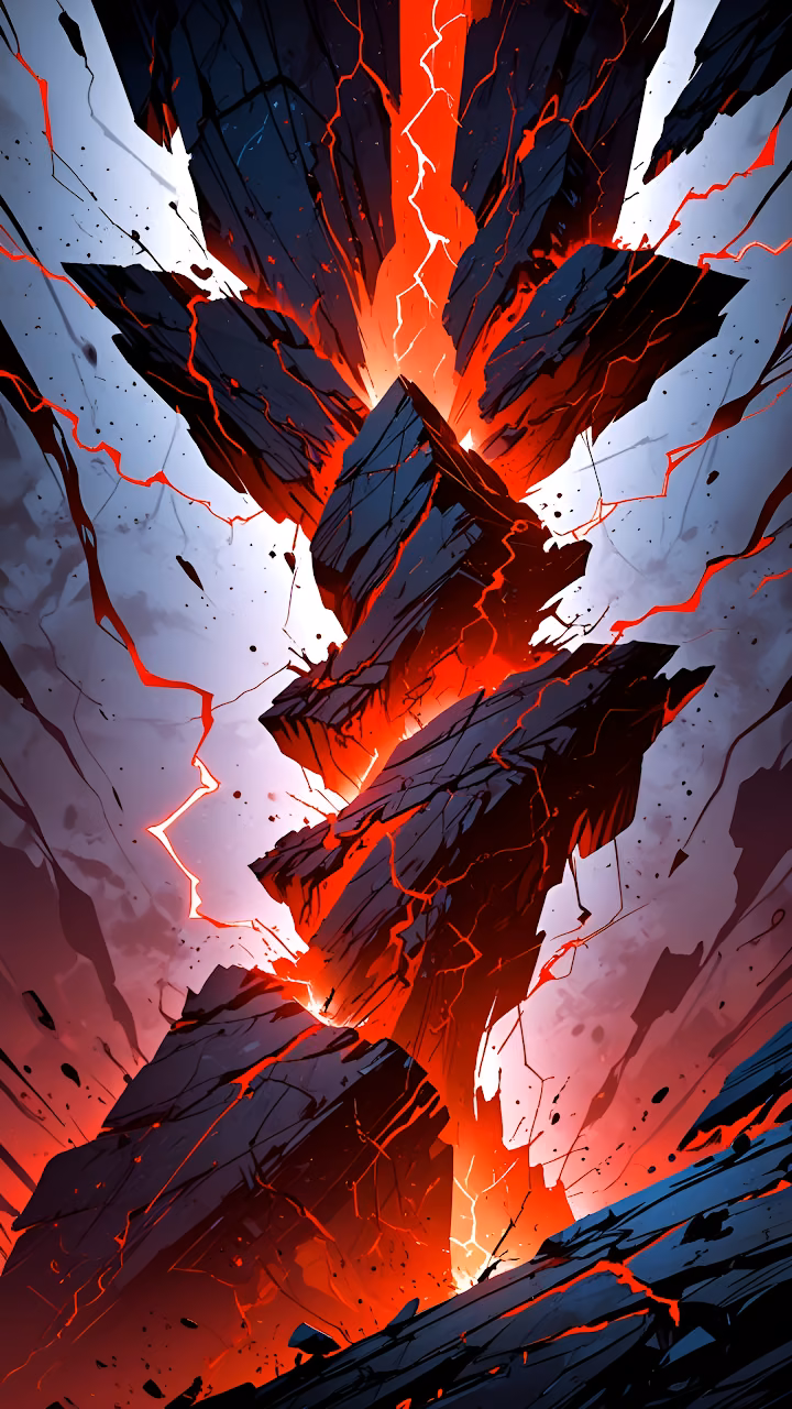 Explosive Lava Cracks Abstract Dark Rock Energy Art - Free Mobile AMOLED Wallpaper Background