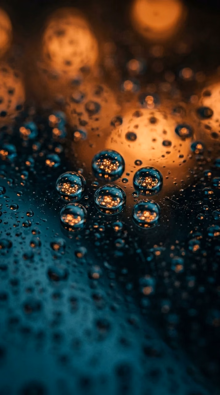 Extreme Macro Photography of Water Droplets with Warm Bokeh - Free Mobile AMOLED Wallpaper Background