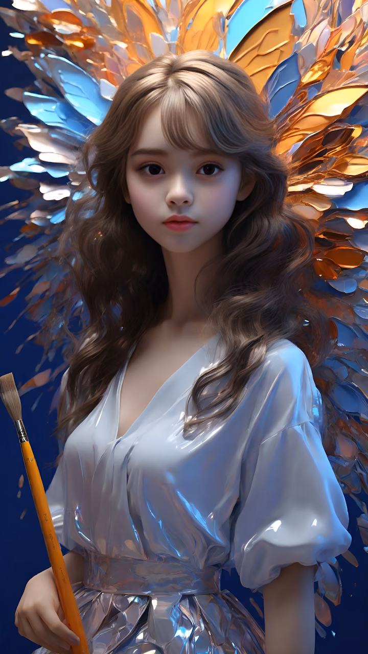 Download Fantasy Artist with Paintbrush and Iridescent Wings Wallpaper in Mobile HD Fantasy Artist with Paintbrush and Iridescent Wings - Free Mobile AMOLED Wallpaper Background