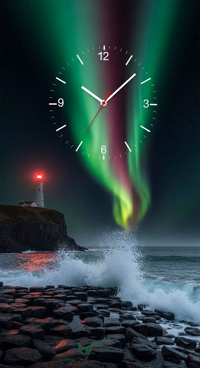 Download Fantasy Aurora Borealis and Coastal Lighthouse Wallpaper in Mobile HD Fantasy Aurora Borealis and Coastal Lighthouse - Free Mobile AMOLED Wallpaper Background