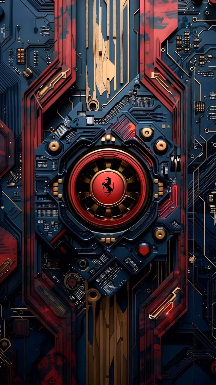 Download Ferrari Tech Circuit Board Design Art Wallpaper in Mobile HD Ferrari Tech Circuit Board Design Art - Free Mobile AMOLED Wallpaper Background