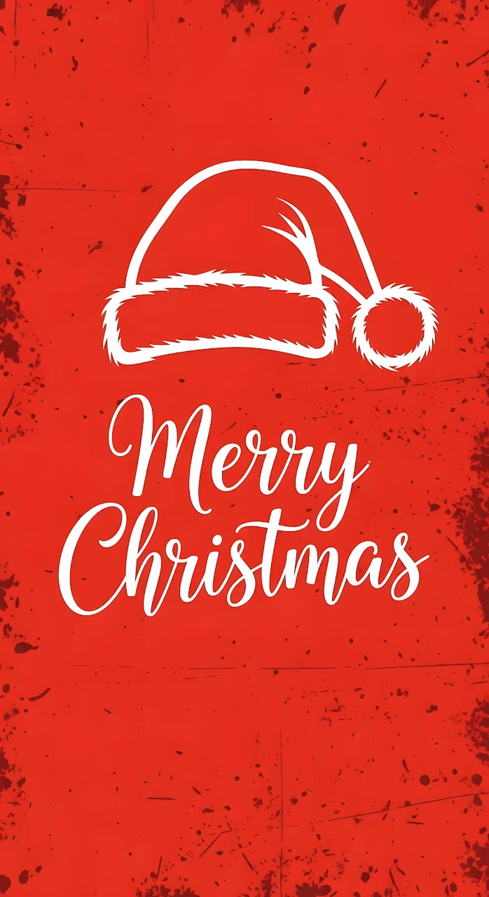Download Festive Santa Hat Outline on Red Grunge Merry Christmas Greeting Wallpaper in Mobile HD Festive Santa Hat Outline on Red Grunge Merry Christmas Greeting - Free Mobile AMOLED Wallpaper Background