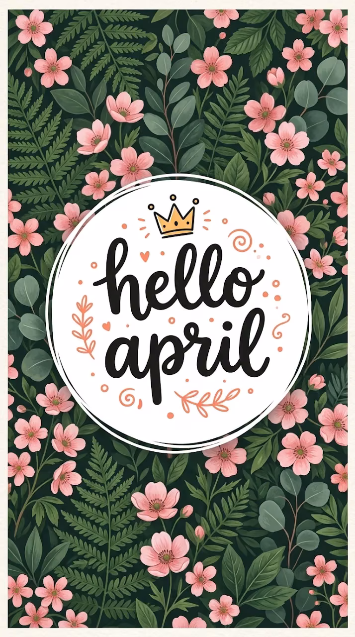Download Flat Lay Floral Background with 'Hello April' illustration Graphic Wallpaper in Mobile HD Flat Lay Floral Background with 'Hello April' illustration Graphic - Free Mobile AMOLED Wallpaper Background