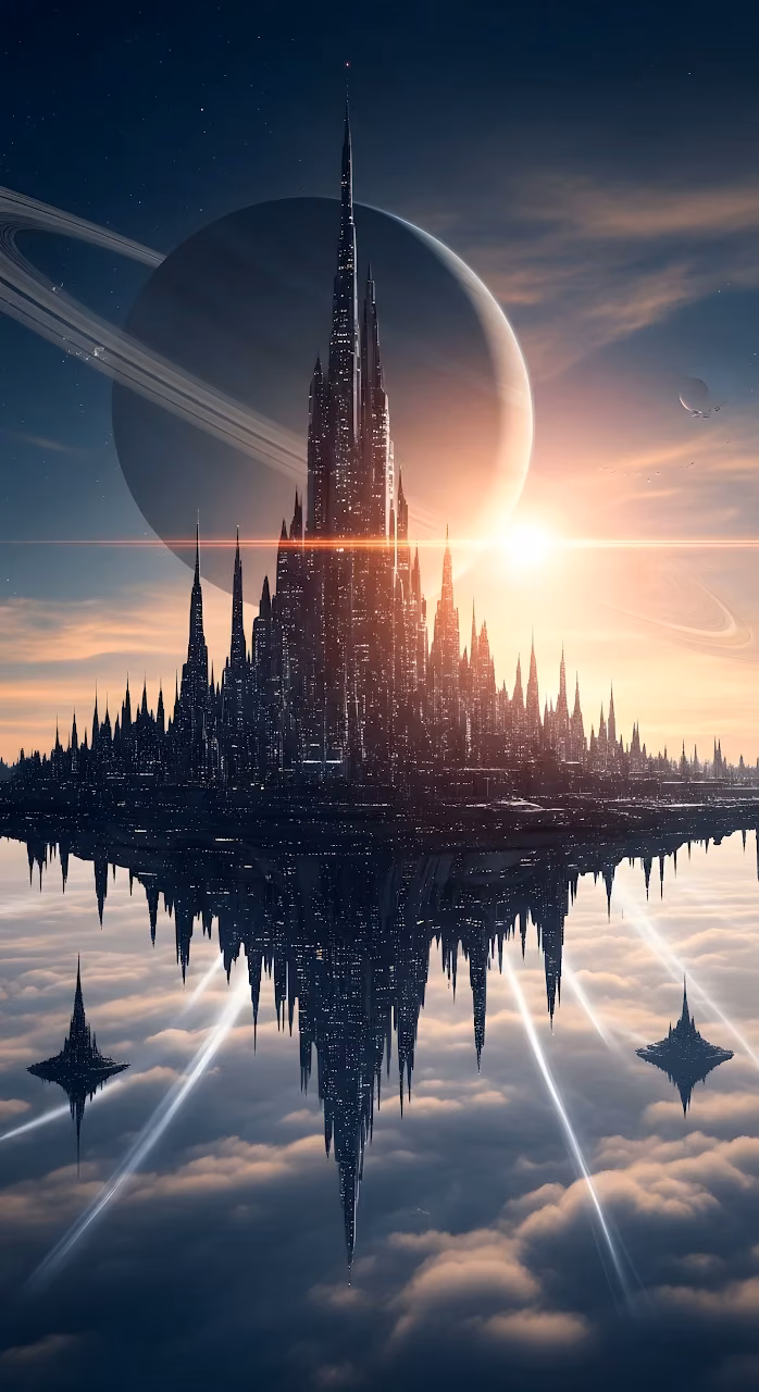 Download Floating Futuristic City Spire Architecture Space Planet Wallpaper in Mobile HD Floating Futuristic City Spire Architecture Space Planet - Free Mobile AMOLED Wallpaper Background