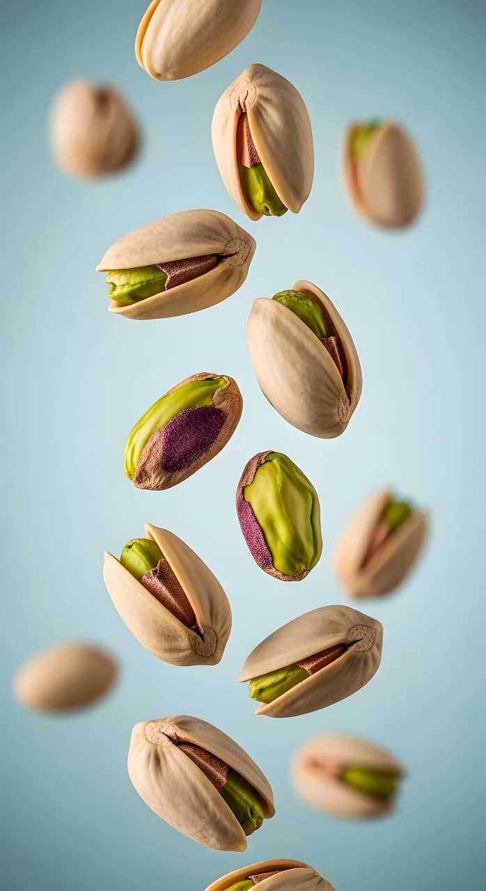 Floating Pistachio Nuts Macro Food Still Life - Free Mobile AMOLED Wallpaper Background