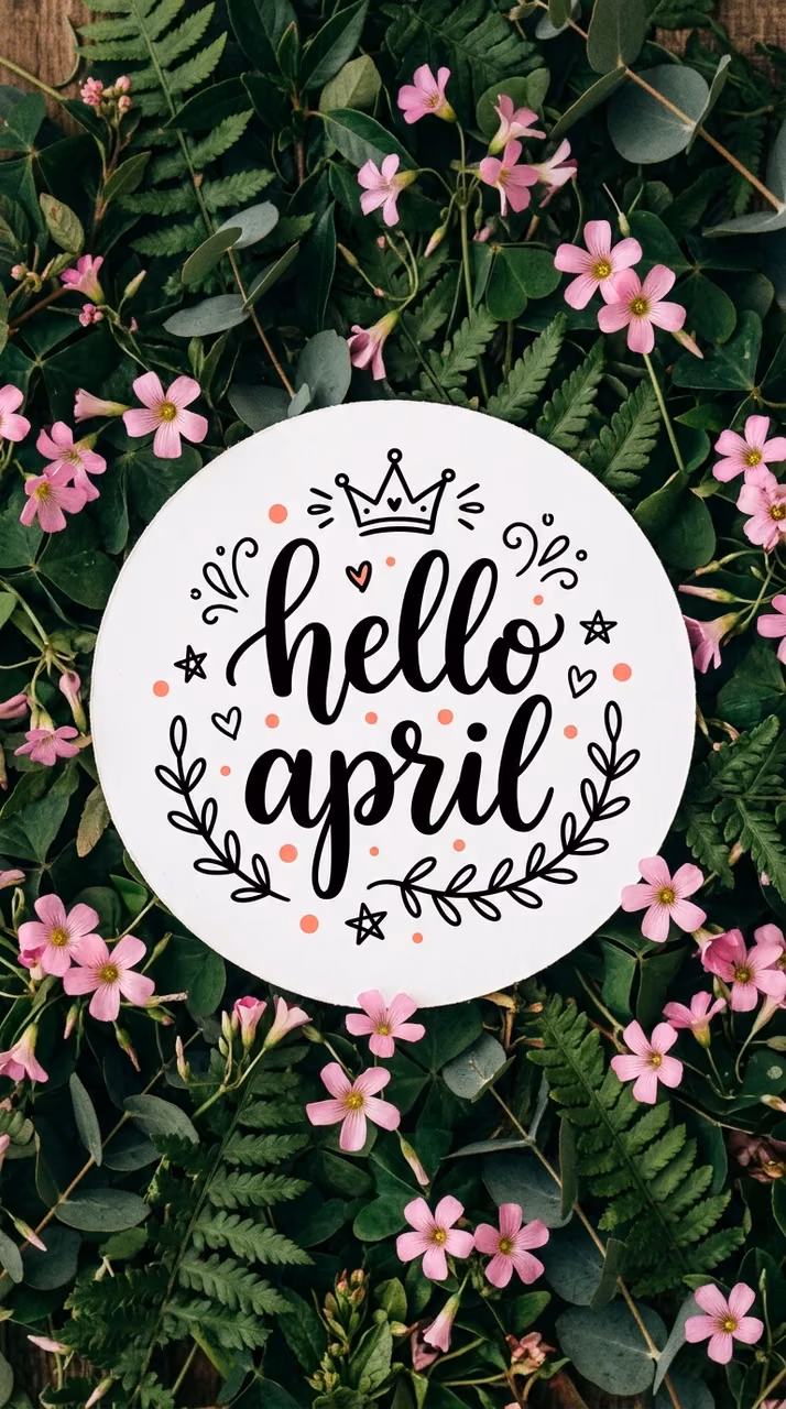 Floral Border Graphic with 'Spring is in the air' illustration - Free Mobile AMOLED Wallpaper Background