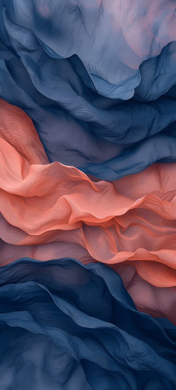 Flowing Coral and Navy Silk Fabric Waves Texture - Free Mobile AMOLED Wallpaper Background