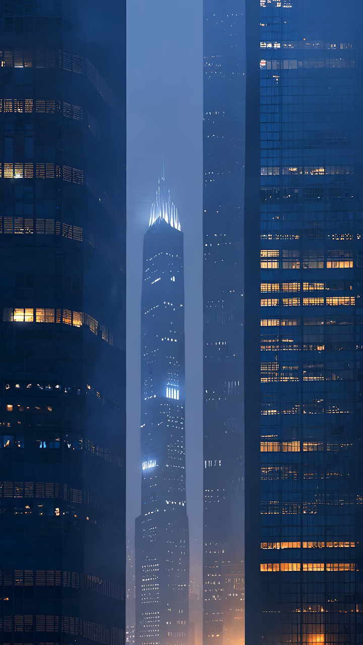Download Foggy Chicago Skyscraper View at Night Wallpaper in Mobile HD Foggy Chicago Skyscraper View at Night - Free Mobile AMOLED Wallpaper Background