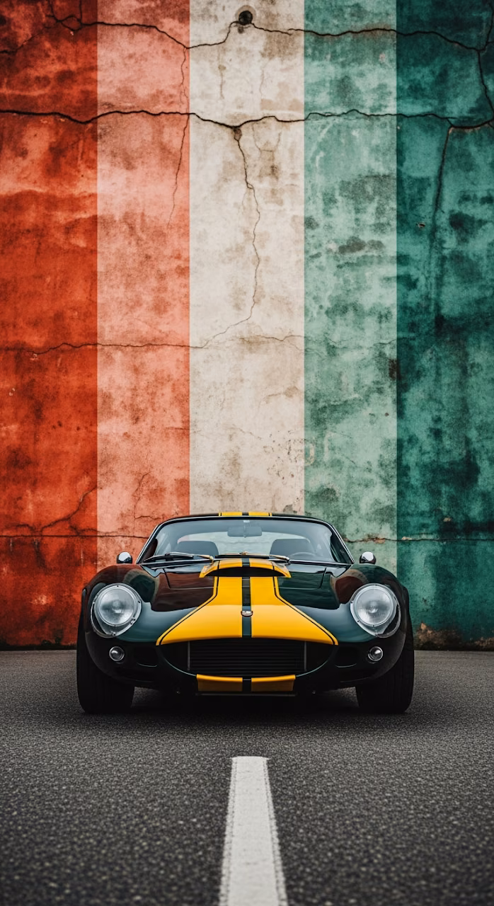 Download Front View Classic Sports Car on Road Vertical Poster Wallpaper in Mobile HD Front View Classic Sports Car on Road Vertical Poster - Free Mobile AMOLED Wallpaper Background