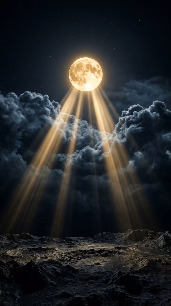 Download Full Moon Casting Golden Light Beams Through Dark Night Clouds Wallpaper in Mobile HD Full Moon Casting Golden Light Beams Through Dark Night Clouds - Free Mobile AMOLED Wallpaper Background