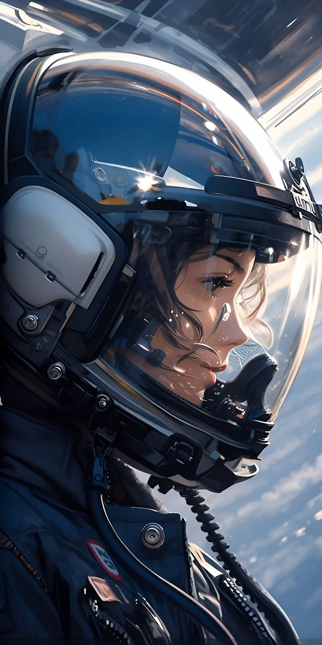 Futuristic Anime Pilot Portrait in High-Altitude Helmet - Free Mobile AMOLED Wallpaper Background