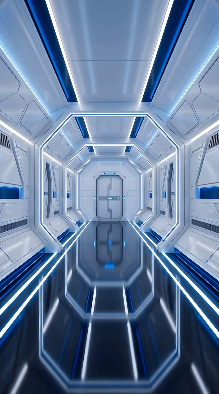 Download Futuristic Blue Light Tunnel Corridor Wallpaper in Mobile HD Futuristic Blue Light Tunnel Corridor - Free Mobile AMOLED Wallpaper Background