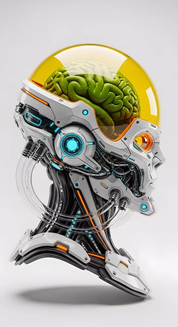 Download Futuristic Cyborg Profile with Green Brain in Yellow Visor Wallpaper in Mobile HD Futuristic Cyborg Profile with Green Brain in Yellow Visor - Free Mobile AMOLED Wallpaper Background