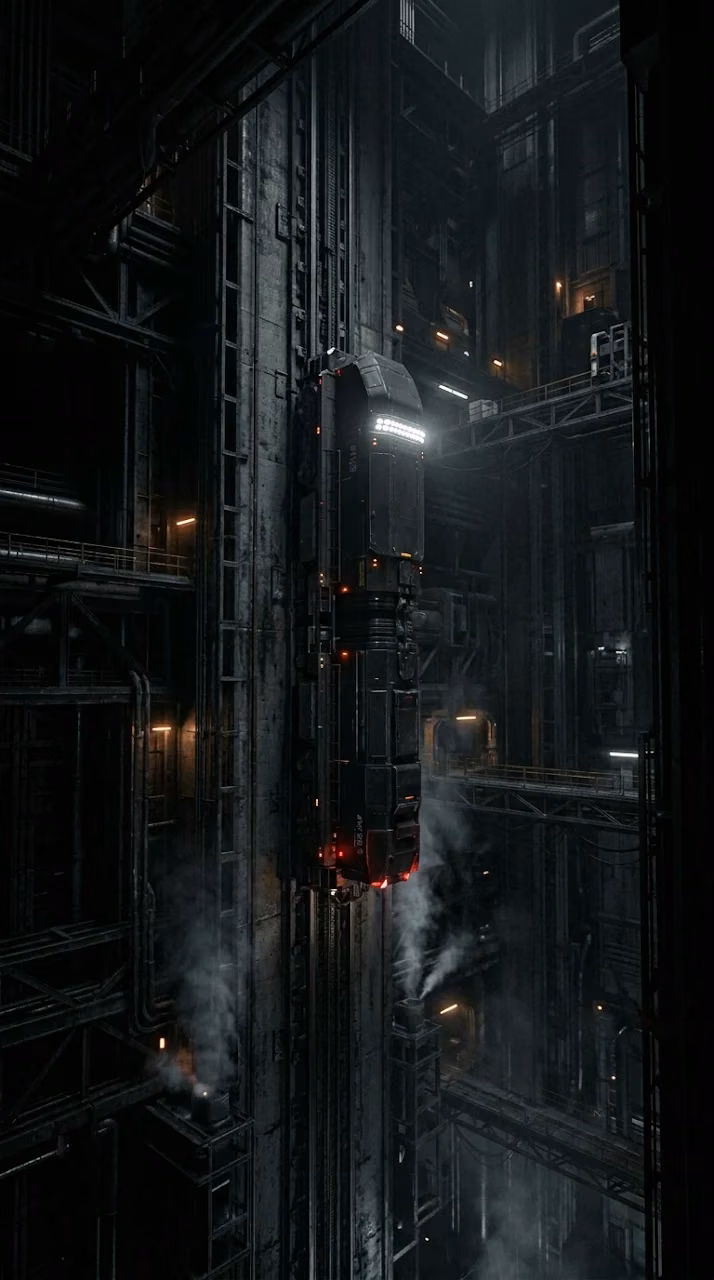 Futuristic Vertical Train inside Megastructure Shaft Wallpaper - Free Mobile AMOLED Wallpaper Background