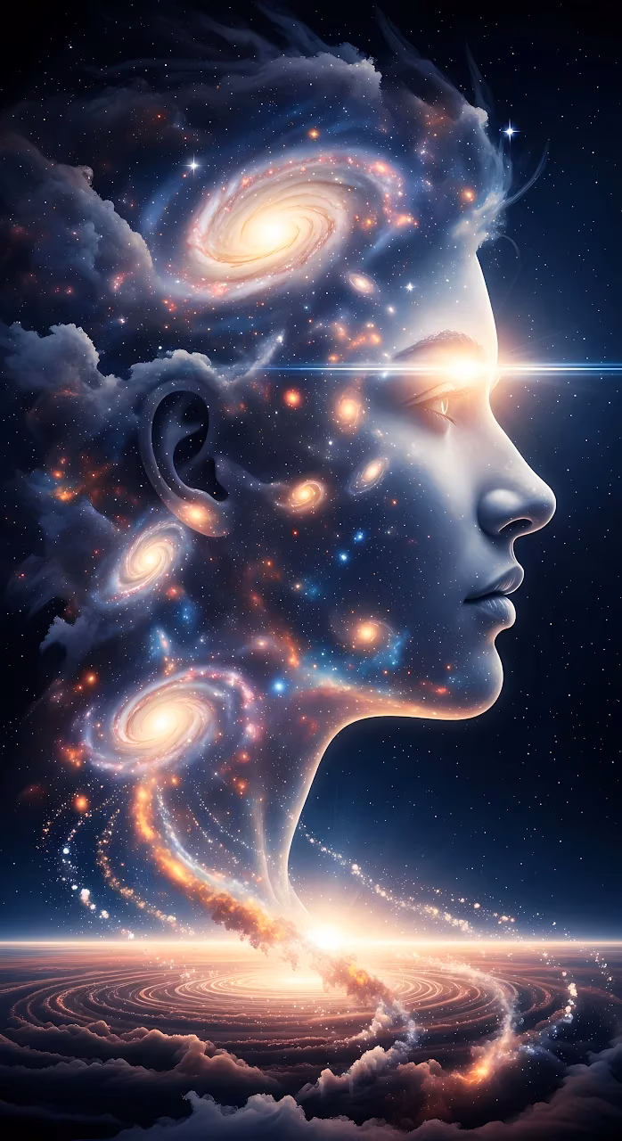 Download Galactic Consciousness Profile with Swirling Galaxies Wallpaper in Mobile HD Galactic Consciousness Profile with Swirling Galaxies - Free Mobile AMOLED Wallpaper Background