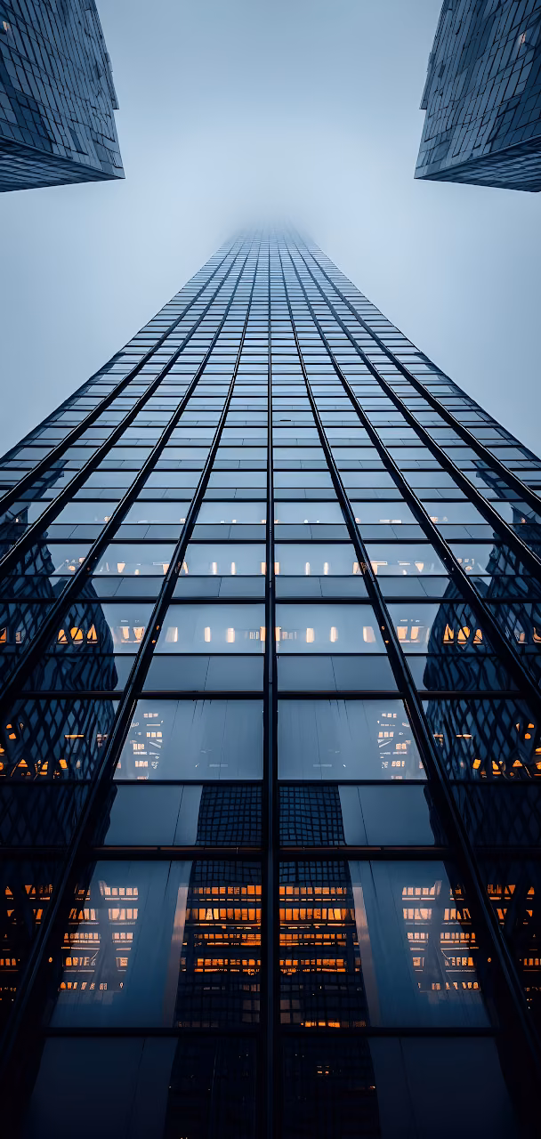 Download Glass Skyscraper Vanishing Into Misty Sky Wallpaper in Mobile HD Glass Skyscraper Vanishing Into Misty Sky - Free Mobile AMOLED Wallpaper Background