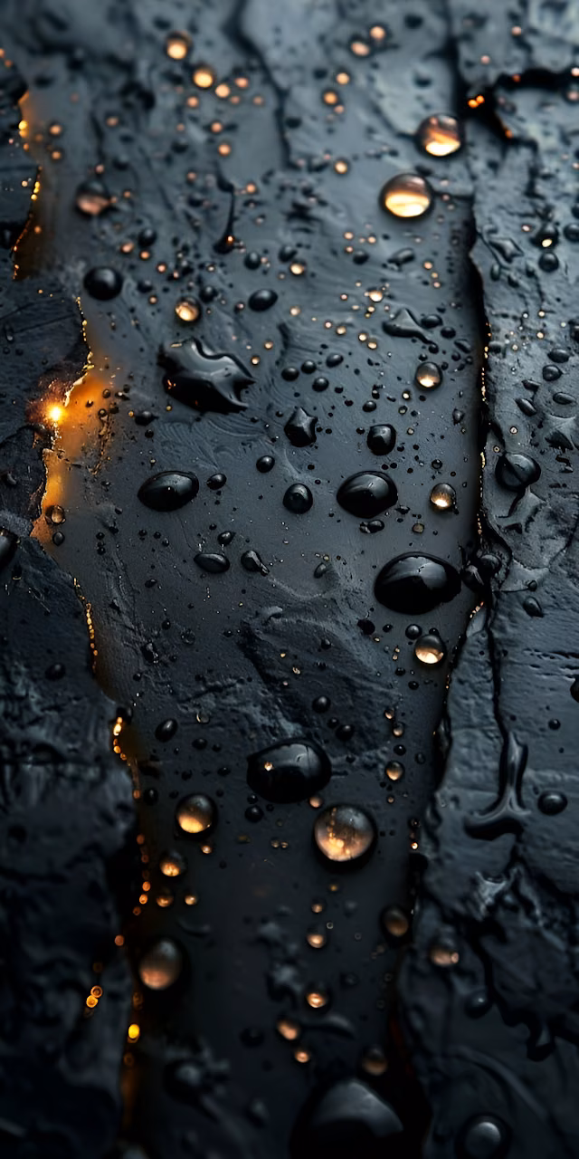 Glistening Water Droplets on Dark Textured Surface - Free Mobile AMOLED Wallpaper Background