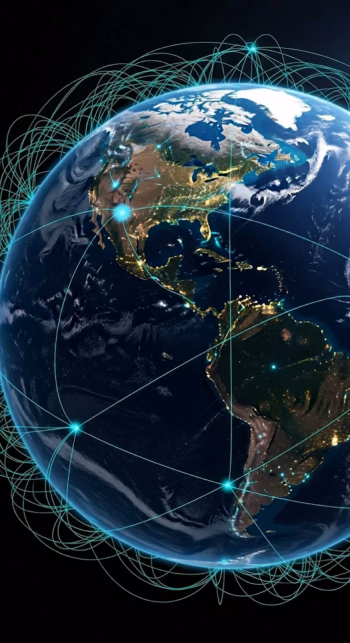 Global Communication Network Over the Americas at Night - Free Mobile AMOLED Wallpaper Background