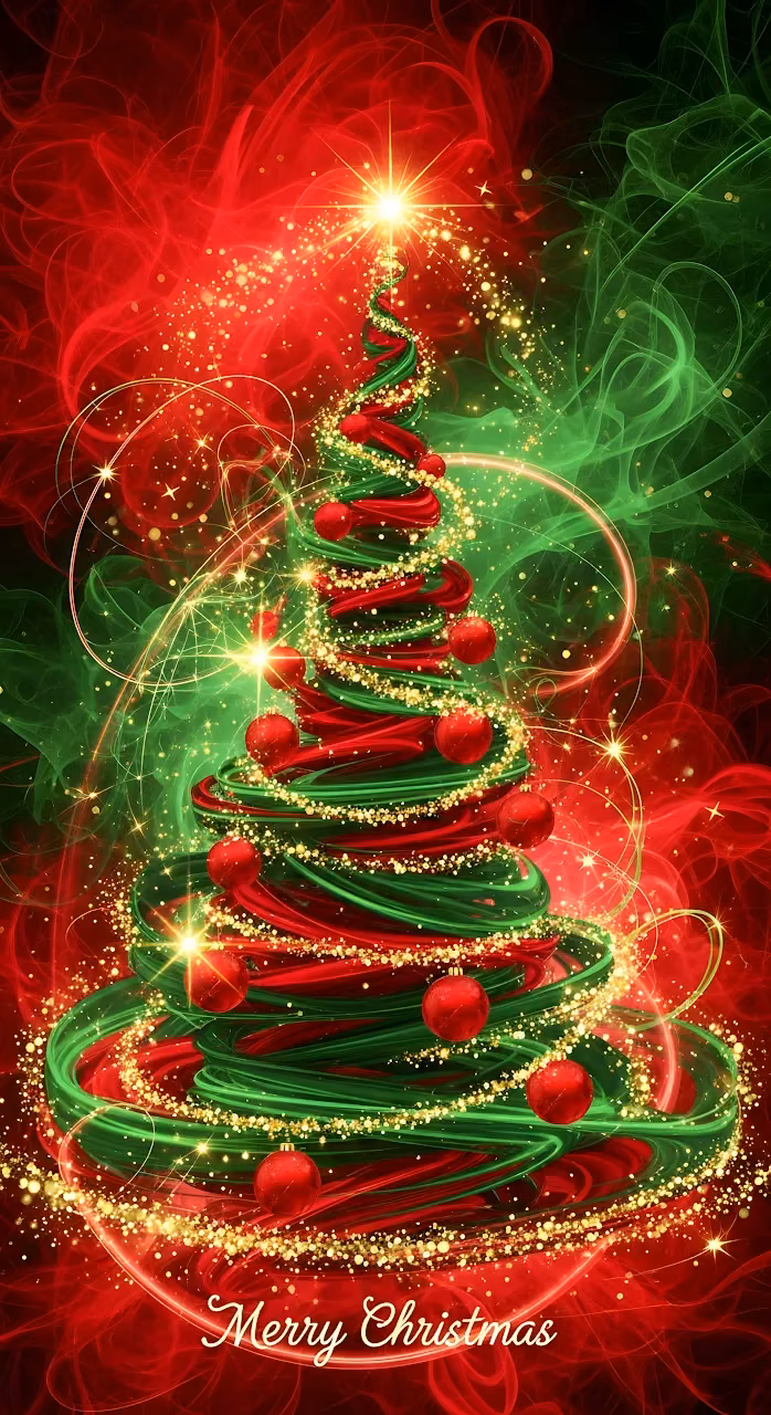 Download Glowing Abstract Christmas Tree Red Green Swirls Wallpaper in Mobile HD Glowing Abstract Christmas Tree Red Green Swirls - Free Mobile AMOLED Wallpaper Background