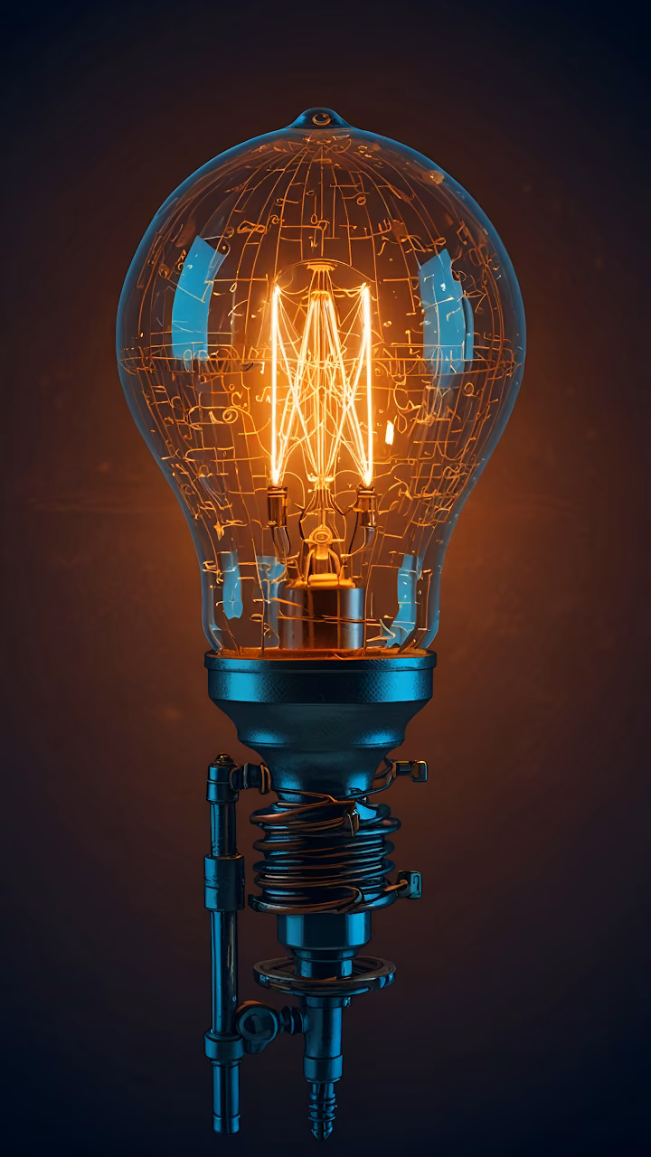 Glowing Filament Light Bulb with Circuit Patterns - Free Mobile AMOLED Wallpaper Background