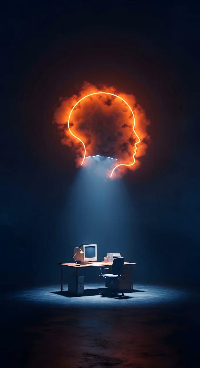 Glowing Mind Cloud Office Desk Concept Abstract Idea Generation - Free Mobile AMOLED Wallpaper Background