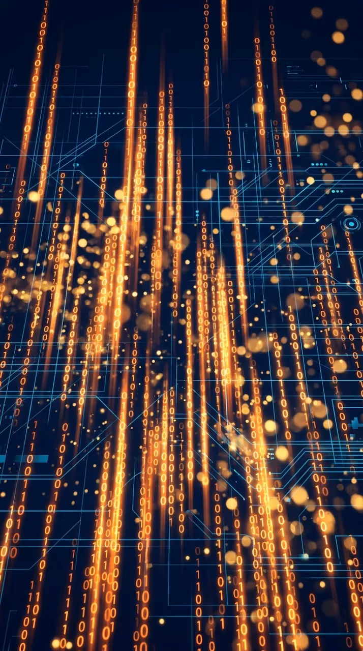 Download Glowing Orange and Blue Binary Code Trails on Black Wallpaper Wallpaper in Mobile HD Glowing Orange and Blue Binary Code Trails on Black Wallpaper - Free Mobile AMOLED Wallpaper Background