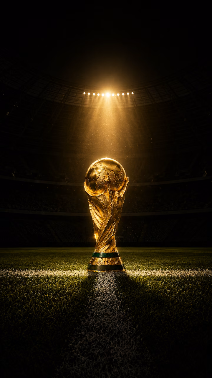 Download Gold Football Trophy Under Stadium Spotlight Wallpaper Wallpaper in Mobile HD Gold Football Trophy Under Stadium Spotlight Wallpaper - Free Mobile AMOLED Wallpaper Background