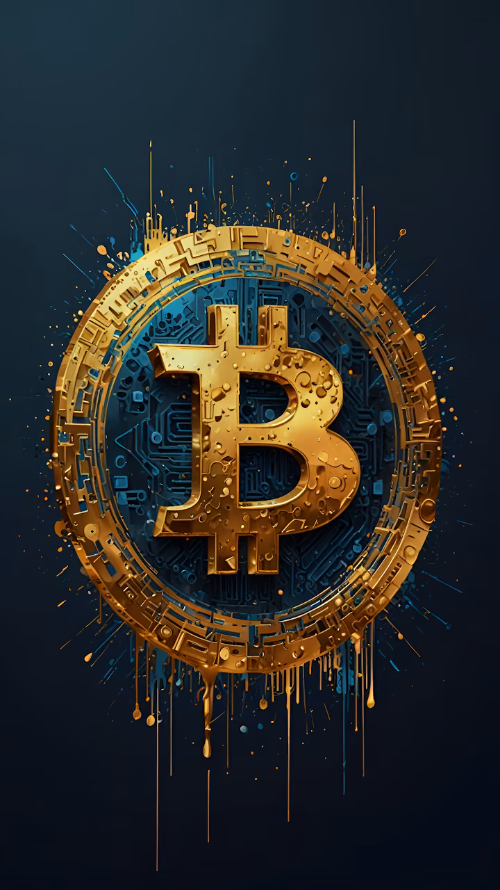 Download Golden Bitcoin Symbol on Circuit Board Background Wallpaper in Mobile HD Golden Bitcoin Symbol on Circuit Board Background - Free Mobile AMOLED Wallpaper Background