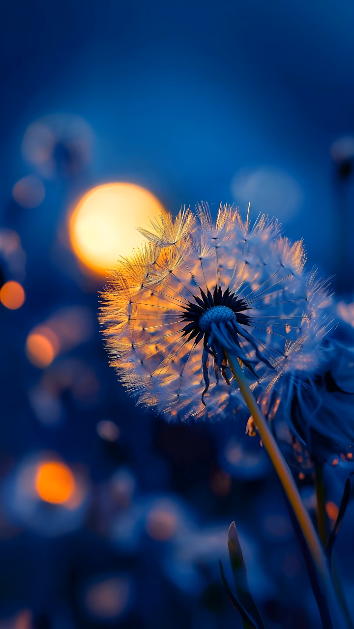 Download Golden Hour Dandelion Seed Head Bokeh Twilight Glow Wallpaper in Mobile HD Golden Hour Dandelion Seed Head Bokeh Twilight Glow - Free Mobile AMOLED Wallpaper Background
